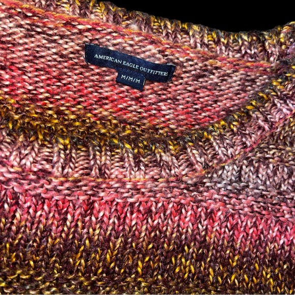 American Eagle Outfitters Pink Brown Stripe Crew Neck Sweater - Women's M EUC - Picture 2 of 4